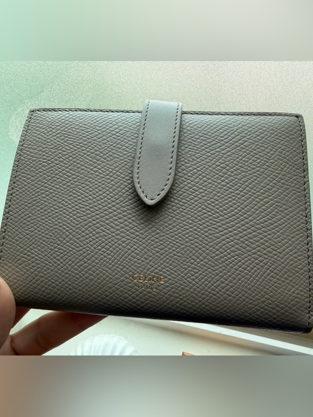 Celine Medium Strap Wallet in Pebble